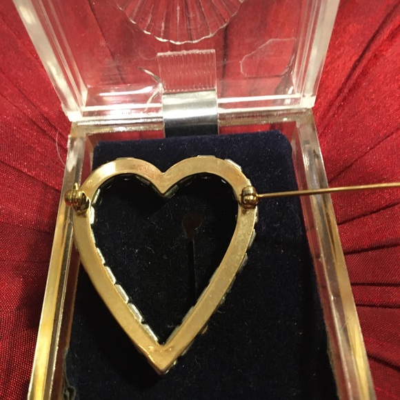 HEART RHINESTONE Vintage brooch - Picture 5 of 7